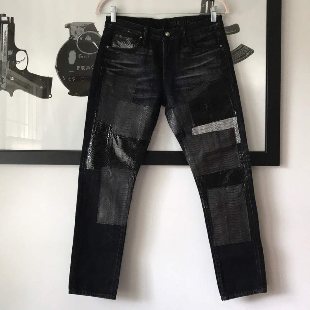 Tortoise Patchwork Boyfriend Jeans 24 - image 1